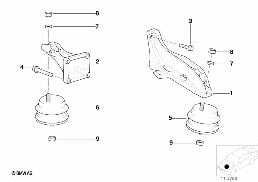 Motorupphaengning/motordaempare diagram for BMW 3 Series E36 325tds