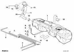 Serbatoio del carburante plastica diagram for BMW 3 Series E36 318ti