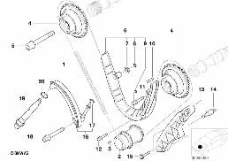 Cde soupapes-chaine distrib. partie inf. diagram for BMW 7 Series E38 735iL