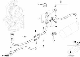 Tankonluchingventil diagram for BMW 5 Series E39 528i