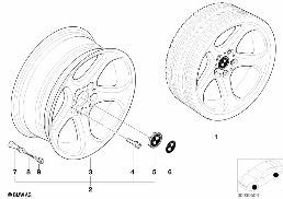 Jante à rayons en étoile (Styl. 69) diagram for BMW 5 Series E39 525td
