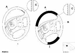Volant multifonctions airbag individual diagram for BMW 5 Series E39 525td