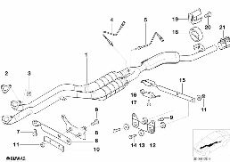 เครื่องฟอกไอเสีย/ตัวเก็บเสียงด้านหน้า diagram for BMW Z3 E36 2.8