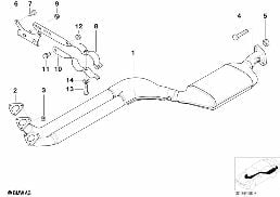 CATALYTIC CONVERTER/FRONT SILENCER diagram for BMW 3 Series E36 323ti