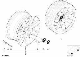 BMW LA WHEEL, STAR SPOKE 70 diagram for BMW 7 Series E38 740i