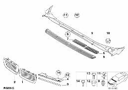 EXTERIOR TRIM / GRILL diagram for BMW 7 Series E38 735iL