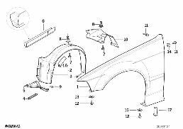 FRONT SIDE PANEL diagram for BMW 3 Series E36 316i 1.6