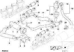 Клапан регулир.х.х./клапан вент.топ.бака diagram for BMW 5 Series E39 M5