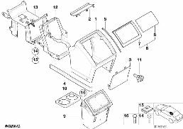 Console centrale pour passagers arrieres diagram for BMW 5 Series E39 525td