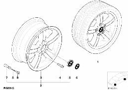 BMW LIGHT ALLOY WHEEL, STAR SPOKE 55 diagram for BMW 3 Series E46 318i
