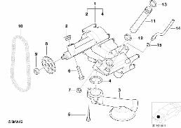 Přívod oleje/olejové čerpadlo s pohonem diagram for BMW X5 E53 4.6is