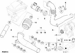 MASS AIR FLOW SENSOR, AIR DUCT RIGHT