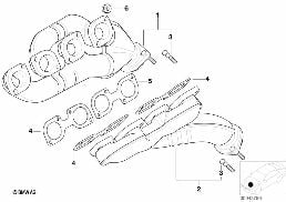 Sběrné výfukové potrubí diagram for BMW X5 E53 4.6is