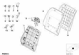 Cadre dossier/paroi arr.de siege avant diagram for BMW 5 Series E39 525td