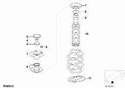 Opěrné ložisko/pružná podložka/mont.díly diagram for BMW X5 E53 4.6is