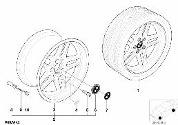 Jante M à rayons parallèles (Styl. 37) diagram for BMW 5 Series E39 525td