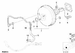 Wspomaganie siły hamowania, podciśn. diagram for BMW 5 Series E39 525d