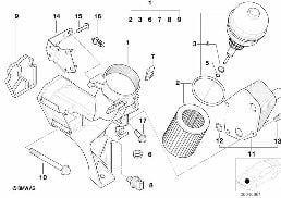 Dopływ oleju-filtr oleju, wymien. ciep. diagram for BMW 5 Series E39 520d