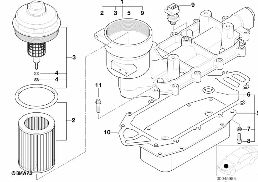 LUBRICAT.SYST.-OIL FILTER,HEAT EXCHANGER diagram for BMW 7 Series E65 740d