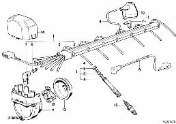 IGNITION WIRING/SPARK PLUG/DISTRIB.C.. diagram for BMW 7 Series E32 735i