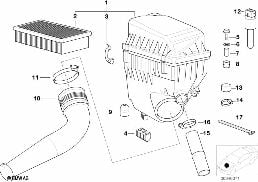 INTAKE SILENCER / FILTER CARTRIDGE INTAKE SILENCER / FILTER CARTRIDGE diagram for BMW 7 Series E38 L7