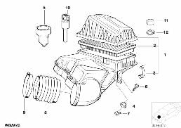 INTAKE SILENCER / FILTER CARTRIDGE INTAKE SILENCER / FILTER CARTRIDGE diagram for BMW 8 Series E31 850Ci