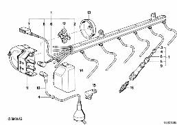 Zündkabelbaum/Zündkerze diagram for BMW 7 Series E32 750iL